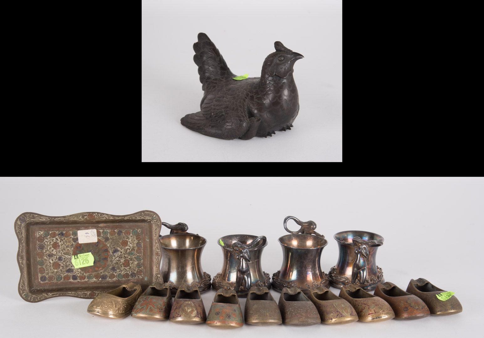 Appraisal: Group of assorted items including Indian brassware silver-plate cups and