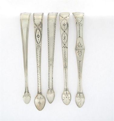 Appraisal: A small collection of five pairs of George III silver