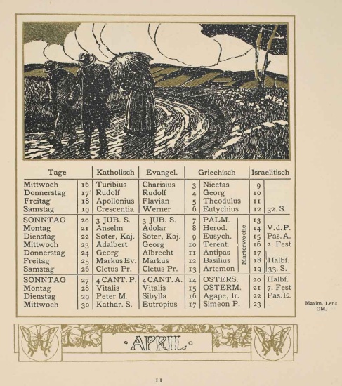 Appraisal: VIENNA SECESSION Ver Sacrum Kalender Heft Illustrations in black and