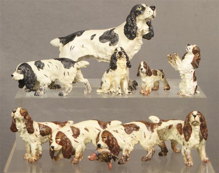 Appraisal: cold painted bronze Springer spaniel figurines largest x smallest x