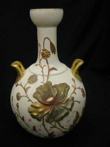 Appraisal: Royal Devon Porcelain Vase raised gold floral on ivory excellent