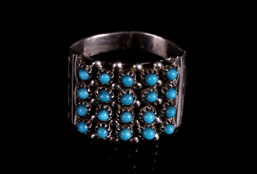 Appraisal: Zuni S Haloo Petite Point Turquoise Silver Ring For your