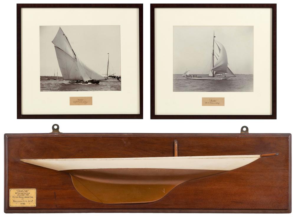 Appraisal: IMPORTANT MOUNTED HALF HULL MODEL OF THE BRITISH YACHT ISOLDE