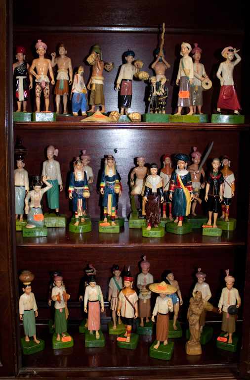 Appraisal: Assortment of Burmese carved and painted wood figures Estimate -