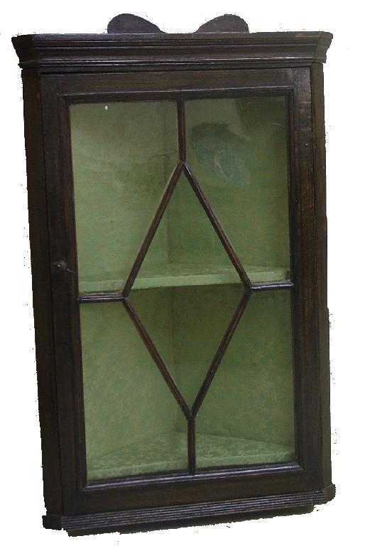 Appraisal: Small Georgian hanging glazed corner display cabinet wide