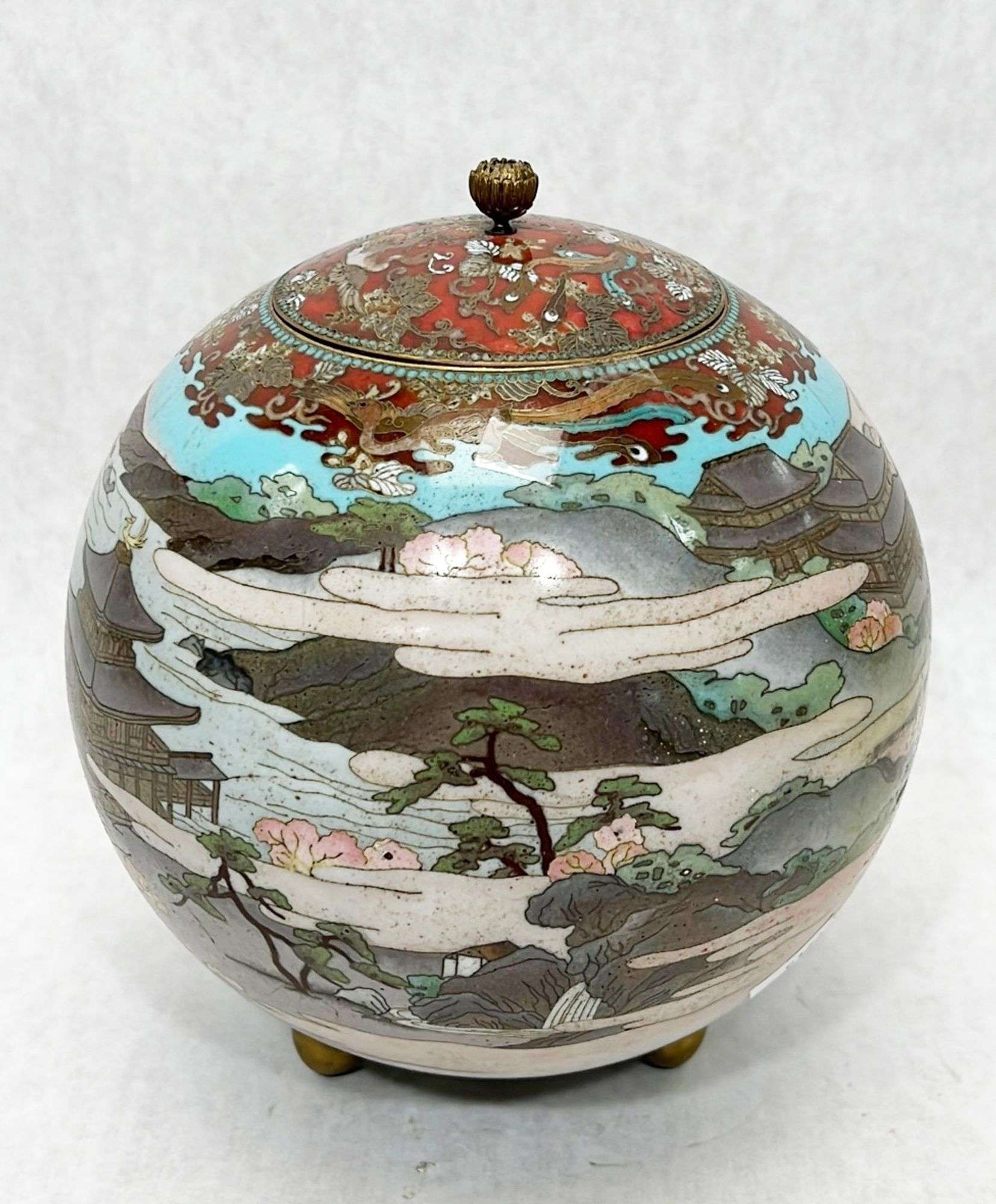 Appraisal: Japanese Meiji Period Cloisonne Jar tall at widest Condition Good