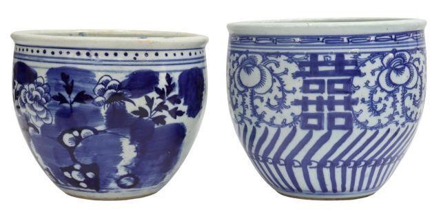 Appraisal: lot of Chinese blue and white porcelain cache pot planters