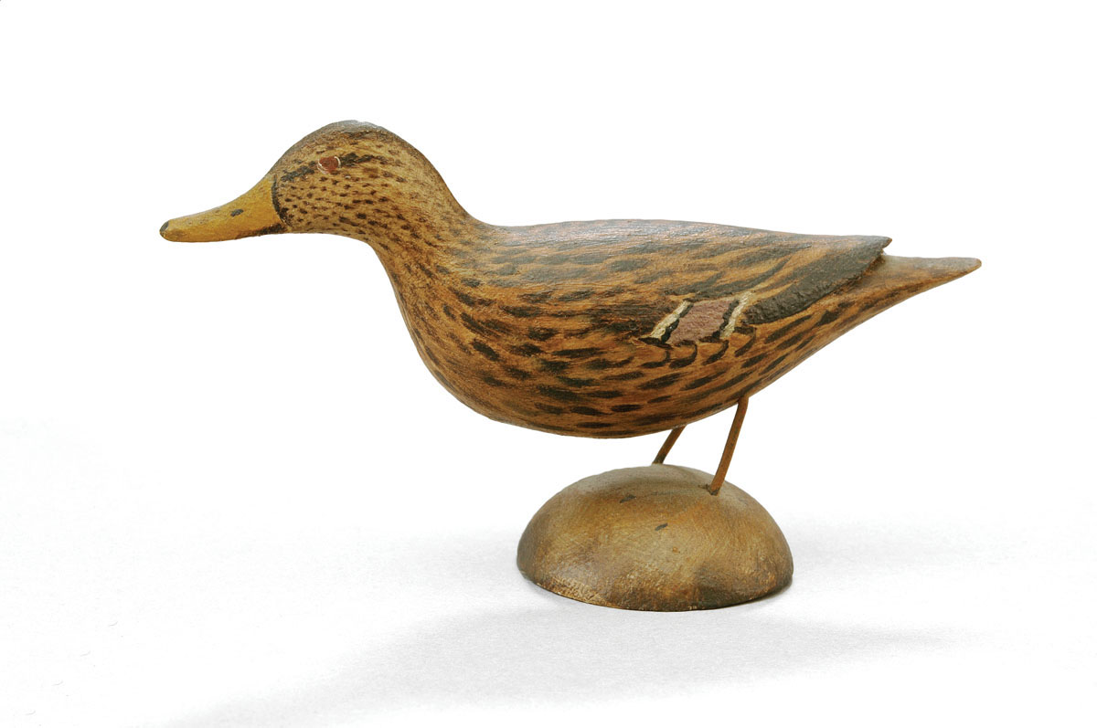 Appraisal: A ELMER CROWELL - CARVED AND PAINTED MALLARD HEN CIRCA