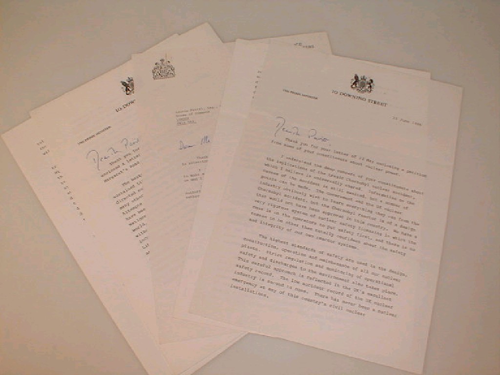 Appraisal: Ephemera - Two letters on Downing St headed paper one