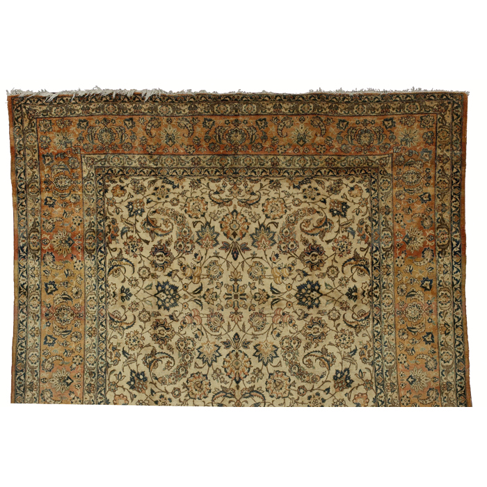 Appraisal: Isfahan rug c floral design on an ivory field minor