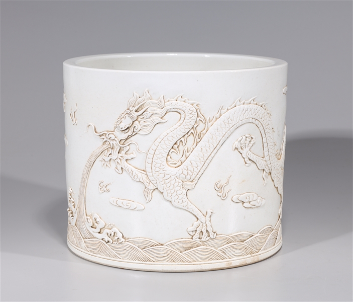 Appraisal: White Chinese white porcelain floor vase with dragon in low-relief