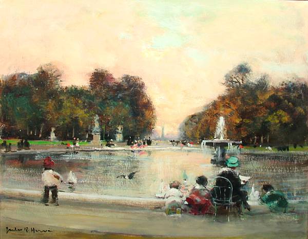 Appraisal: Jules Ren Herv French - A Park with a Fountain