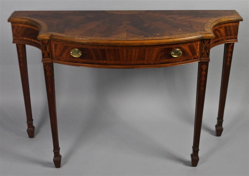 Appraisal: BERKEY GAY FURNITURE HEPPLEWHITE STYLE MAHOGANY SHAPED CONSOLE TABLE WITH