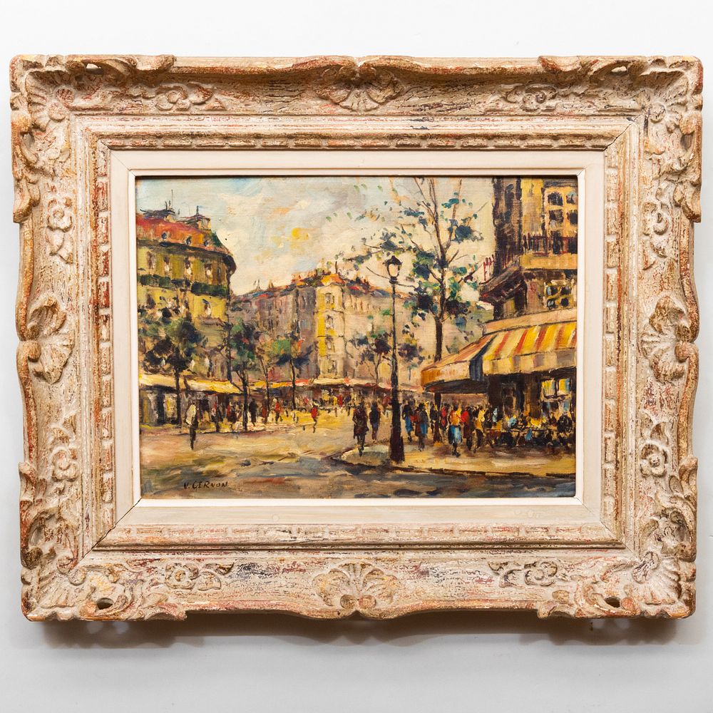 Appraisal: th Century School Parisian Street Scene Oil on canvasboard signed