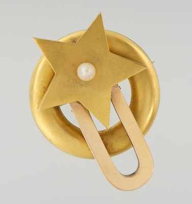 Appraisal: An Art Deco Gold and Pearl Brooch k yellow gold