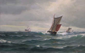 Appraisal: Vilhelm Victor Bille Danish - Seascape with Fishing Boats and