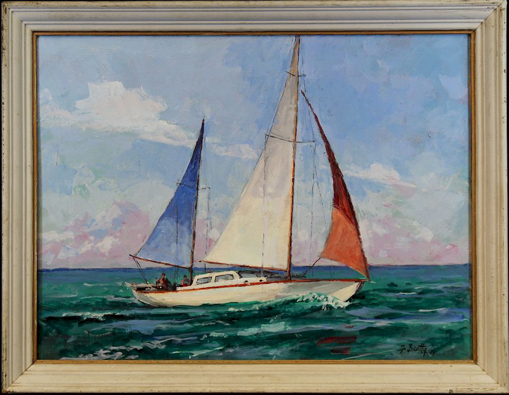 Appraisal: Frank Beatty - Frank Beatty - nautical painting Signed and