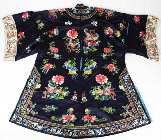 Appraisal: Th C Chinese Embroidered Purple Blue Silk Robe th c