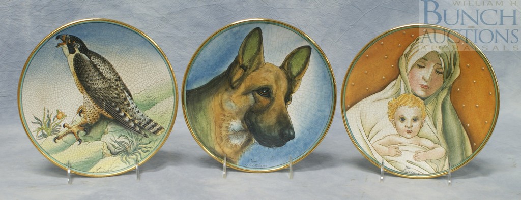 Appraisal: Vitiziano collector plates hand etched and painted in Italy by