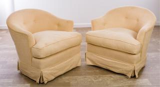 Appraisal: Tufted Barrel Back Club Chairs Pair Pair of tufted barrel