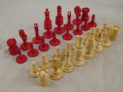 Appraisal: A hand carved bone chess set probably th century complete