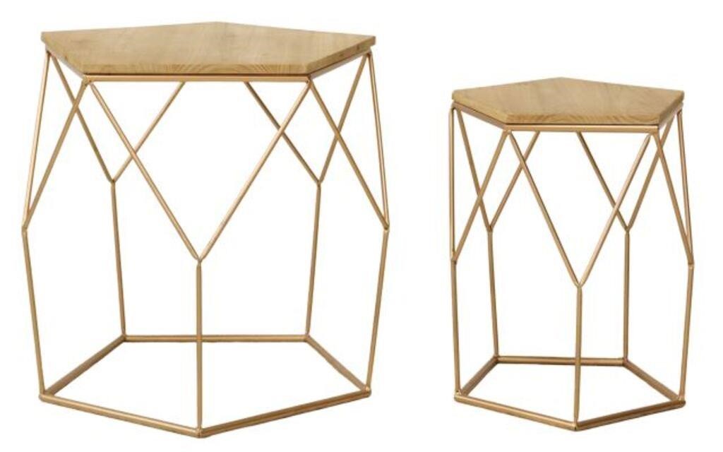 Appraisal: lot of Contemporary nesting side tables st c five-sided wood