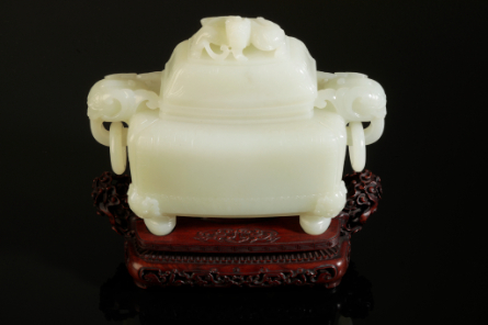 Appraisal: A CHINESE 'WHITE' JADE CENSER AND COVER Qing or later