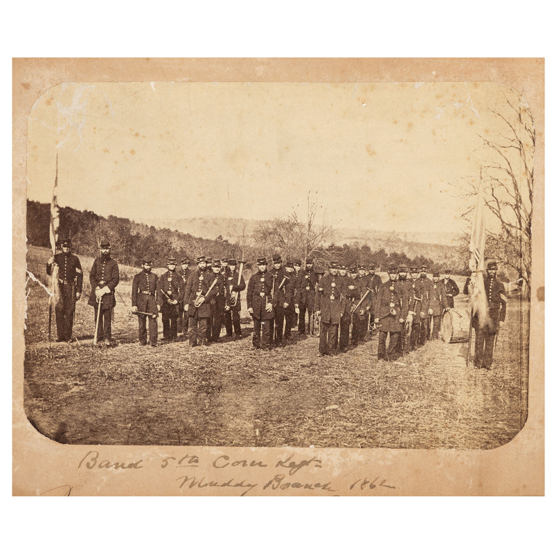 Appraisal: CIVIL WAR Connecticut Regimental band war-date and post-war albumen photographs