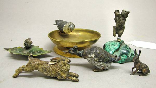 Appraisal: A group of five Austrian cold painted bronze animals early