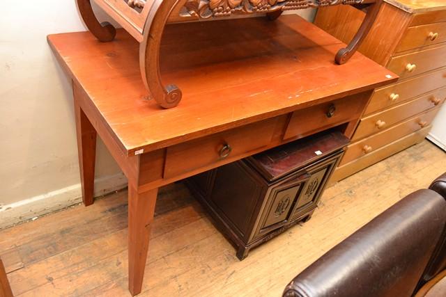 Appraisal: A TWO-DRAWER PINE SIDE TABLE