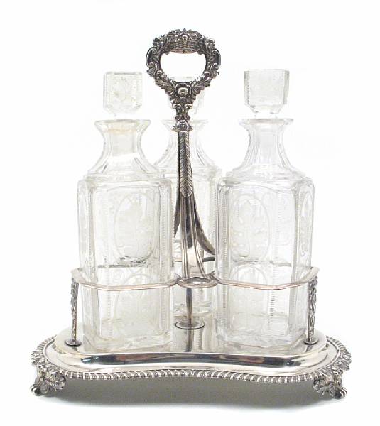 Appraisal: A George IV silver bottle standWilliam Sharp London A shaped