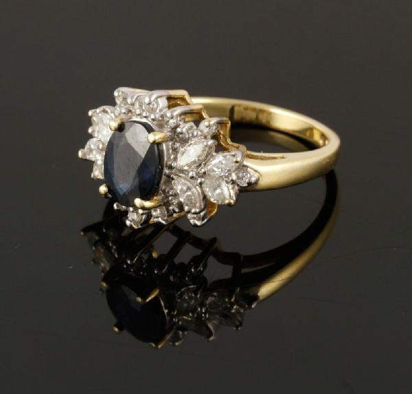 Appraisal: - K Diamond and Sapphire Ring K yellow gold diamond