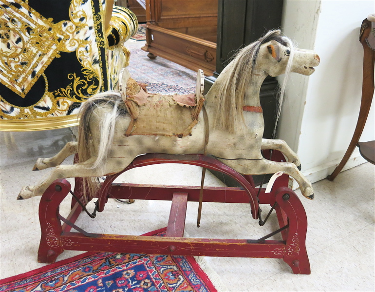 Appraisal: CHILD'S ROCKING HORSE AND CHAIR American early th century The