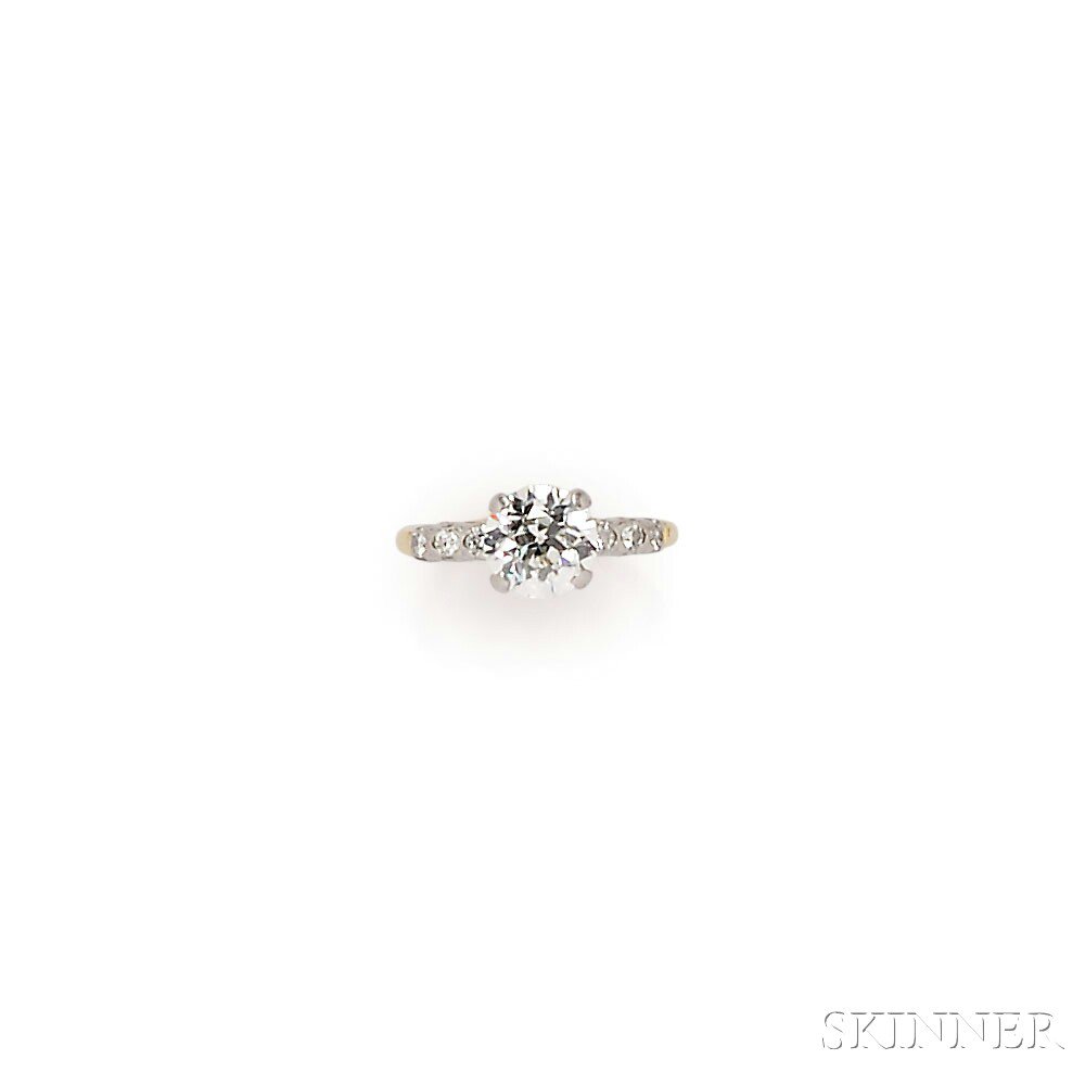 Appraisal: kt Gold and Diamond Solitaire prong-set with an old European-cut