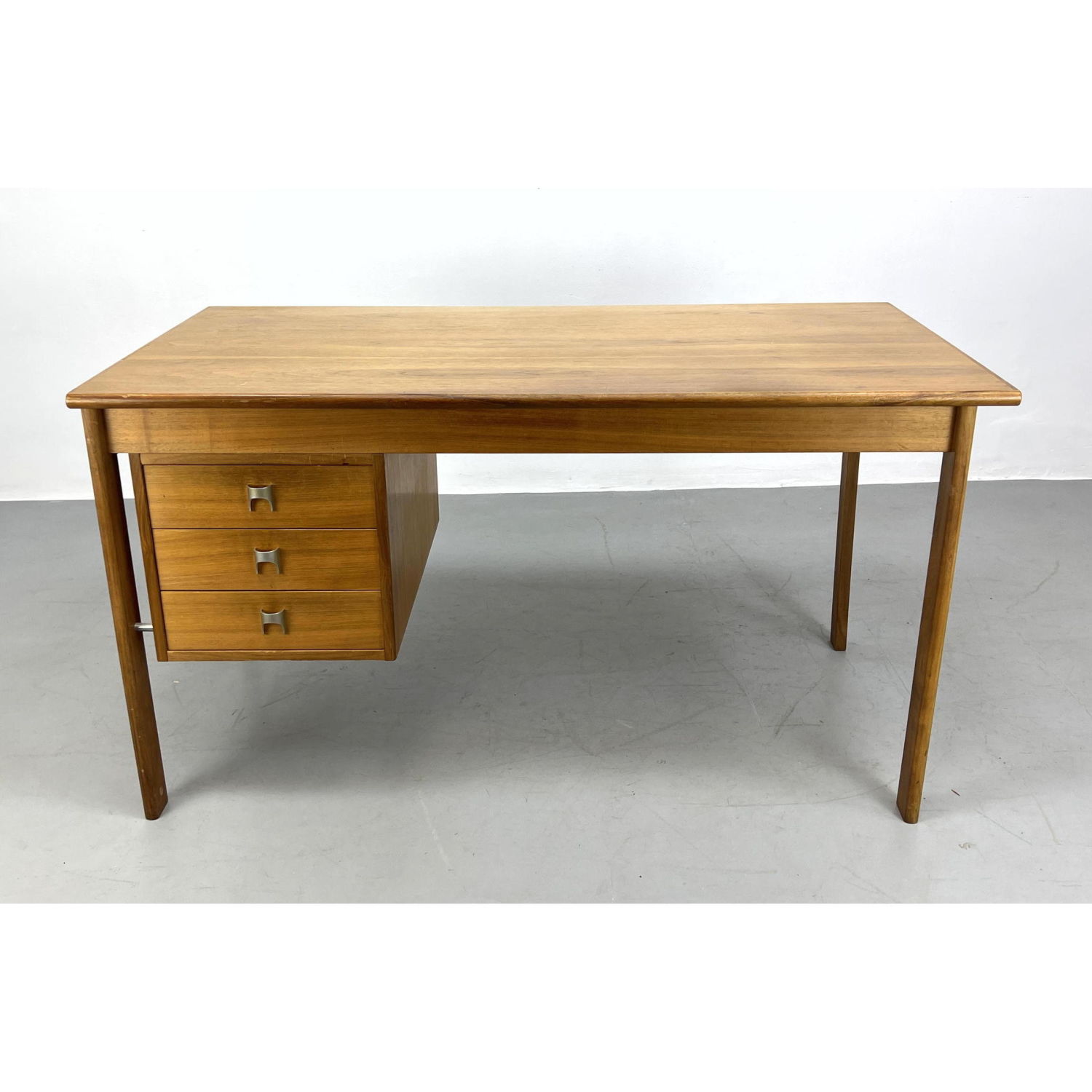 Appraisal: Danish Modern Teak Slide top desk Top slides over to