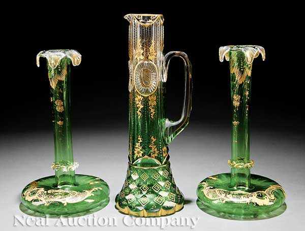 Appraisal: A Pair of Continental Enameled Glass Vases late th early