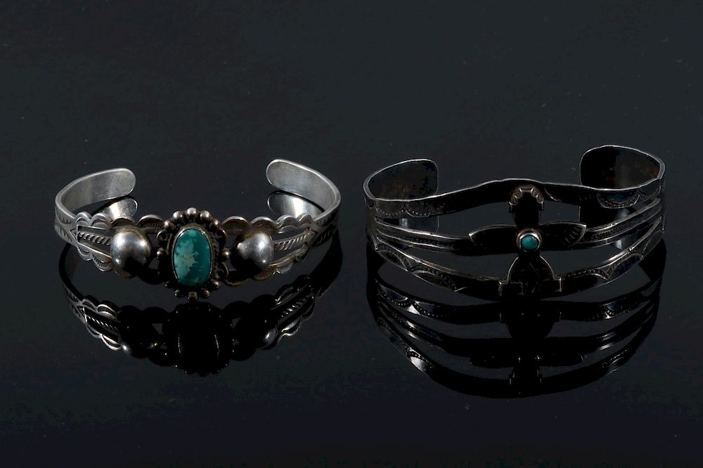 Appraisal: Set of Sterling Silver Turquoise Bracelets Featured in this lot