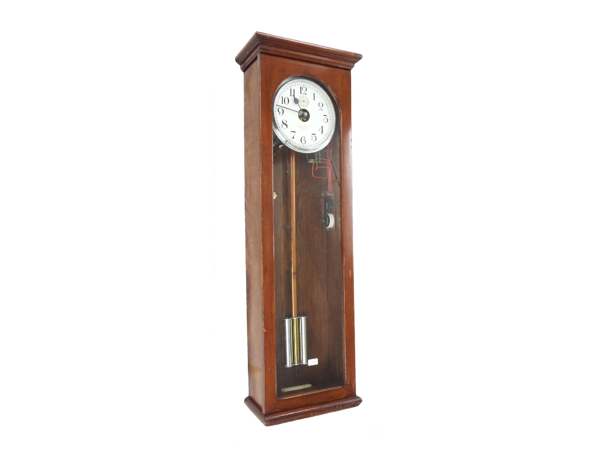 Appraisal: Mahogany electric master clock the dial signed National Electric St