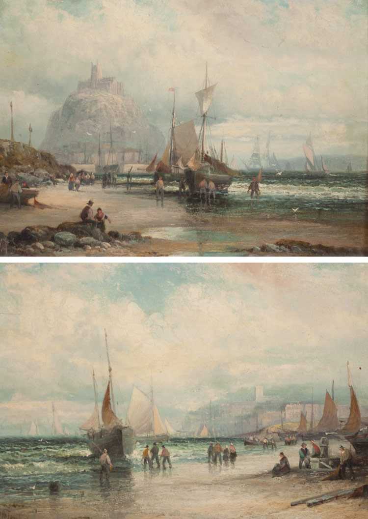 Appraisal: WILLIAM ANSLOW THORNLEY TWO OILS ON PANEL England - Seascapes