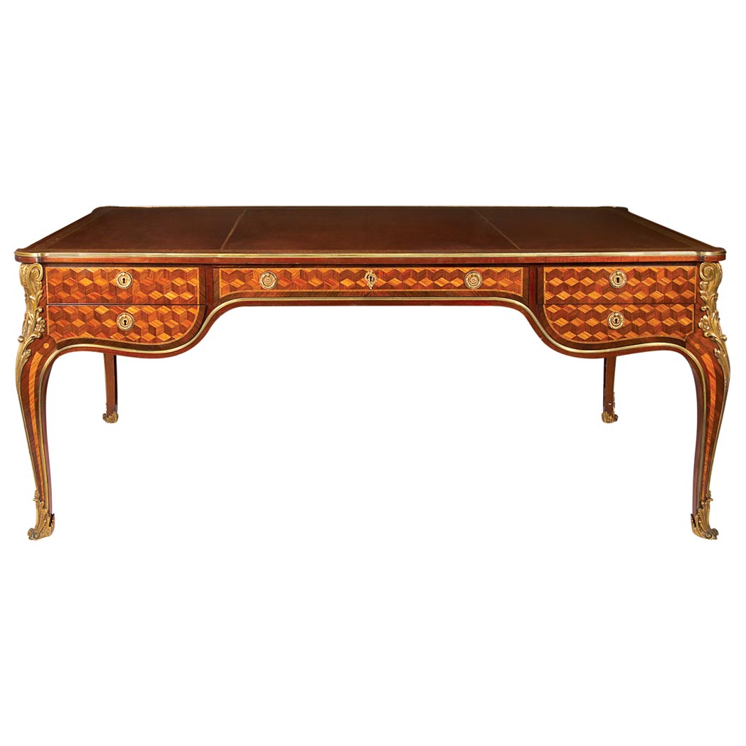 Appraisal: Transitional Louis XV XVI Style Gilt-Metal Mounted Parquetry Inlaid Walnut