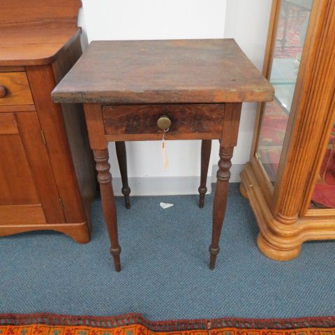 Appraisal: Period One Drawer Stand spindle leg tall square top