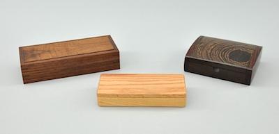 Appraisal: Three Contemporary Artisan Made Wood Desktop Articles The lot consisting