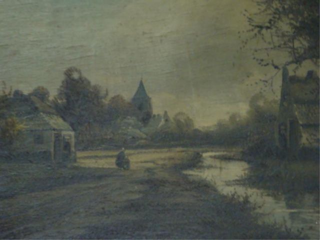 Appraisal: Unknown O B of Dutch Landscape Figures in good gilt