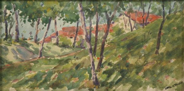 Appraisal: Emil O Thulin - Illinois wooded landscape watercolor x signed