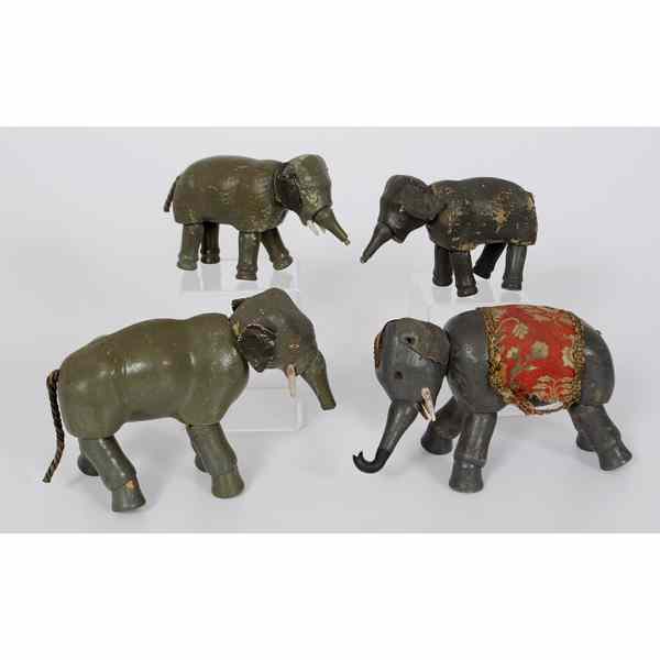 Appraisal: Schoenhut Wooden Circus Elephants German Four carved and painted Schoenhut