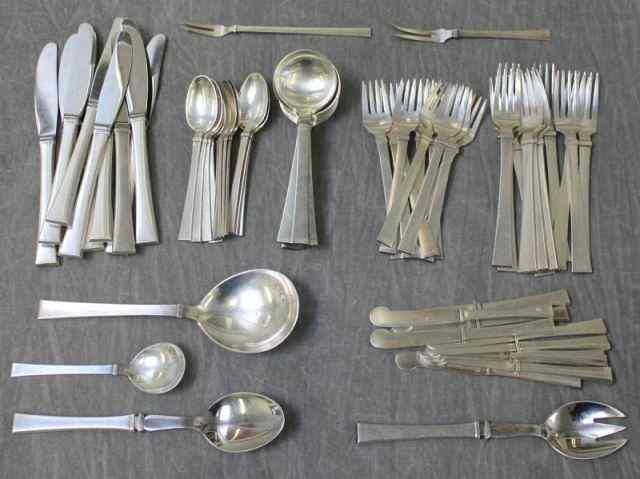 Appraisal: STERLING Hans Hansen Danish Flatware Service Includes dinner forks salad