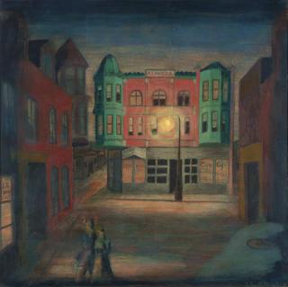 Appraisal: John Jules Billington ''The Dinner Hour'' nocturnal Alameda street scene