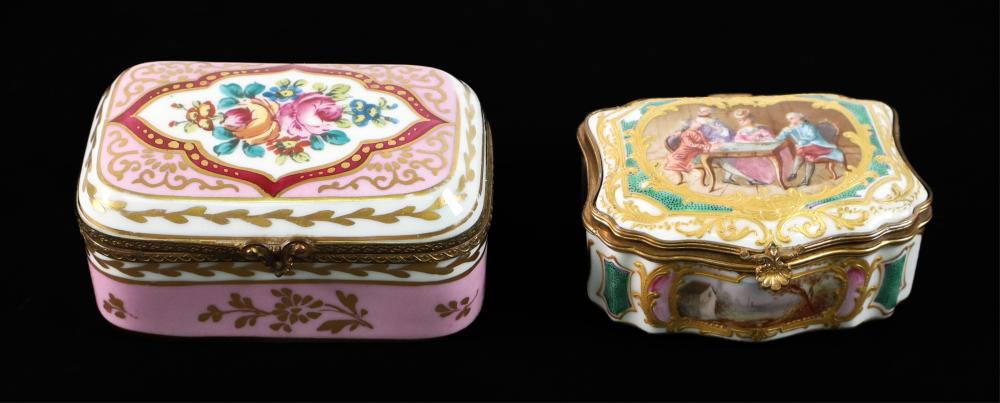 Appraisal: VINTAGE SEVRES HAND PAINTED PORCELAIN BOXESGrouping of two Sevres hand