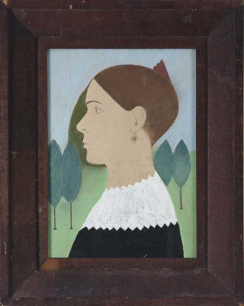 Appraisal: PASTEL SIDE PORTRAIT OF A YOUNG WOMAN IN THE STYLE