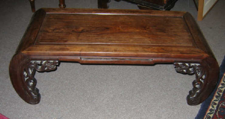 Appraisal: CHINESE HARDWOOD OPIUM TABLE Having a rectangular top on C